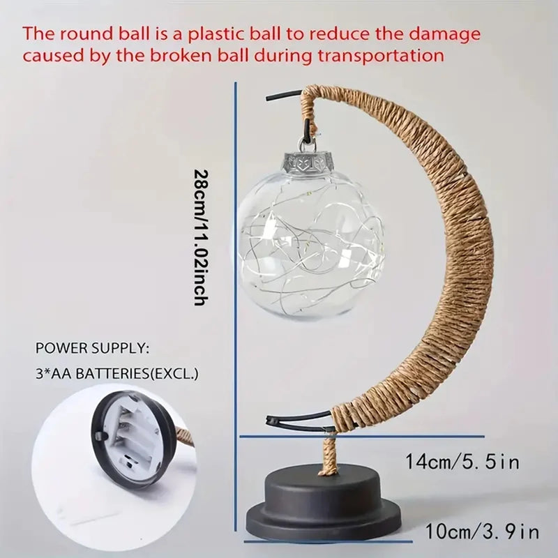 Crescent Moon LED Table Lamp – Warm White Decorative Light, 28cm